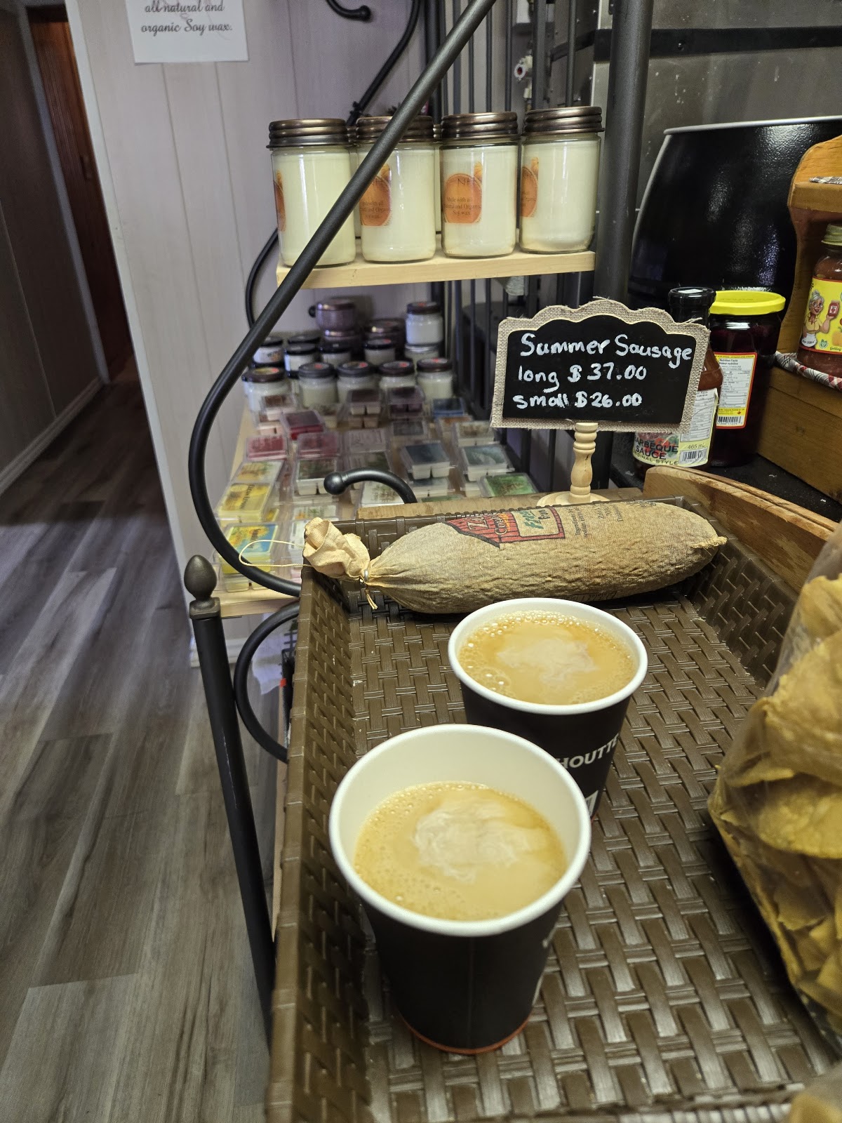 Summer sausage and homemade soup at Fehr's Heritage Bakery